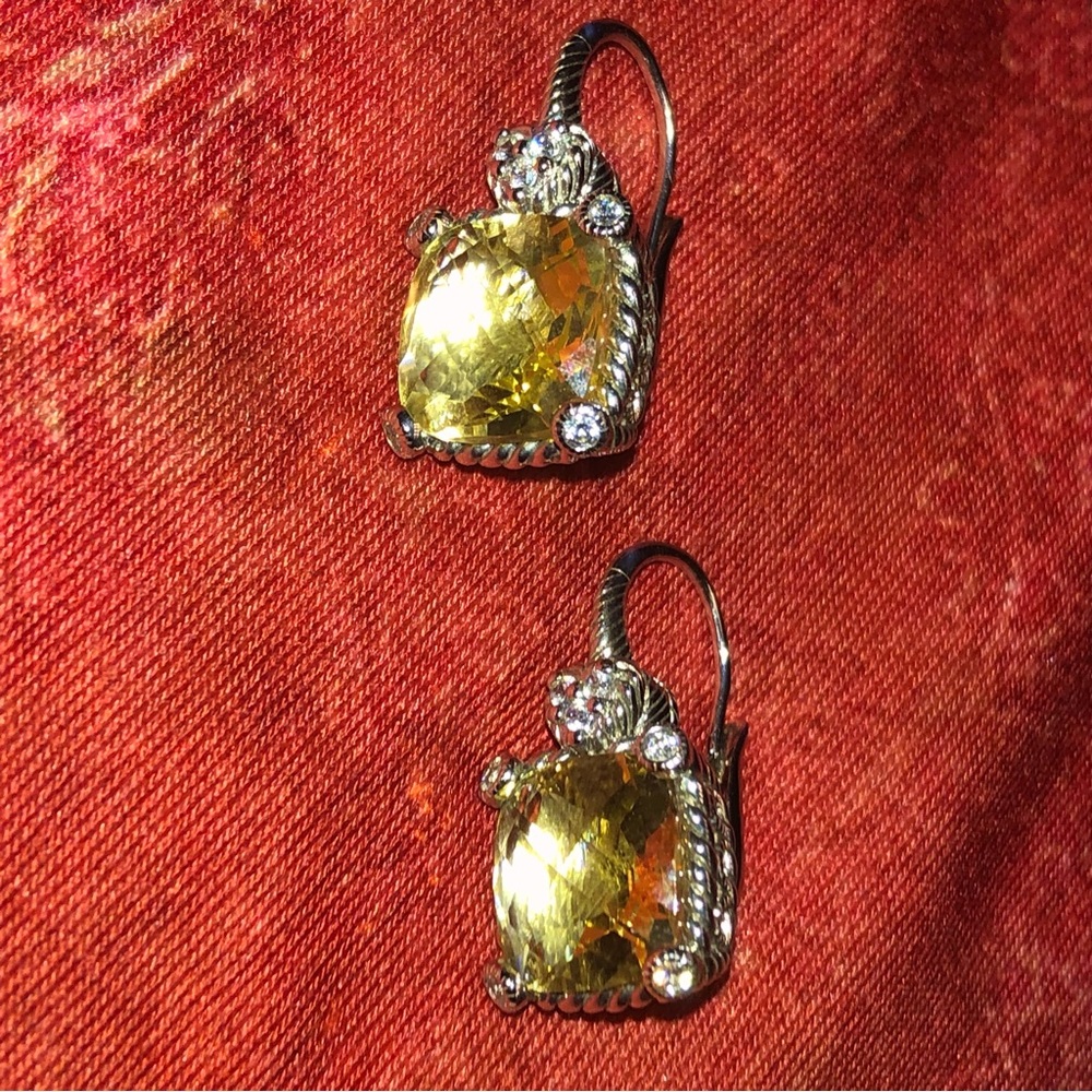 JUDITH RIPKA CANARY+DIAMONIQUE DROP EARRINGS SET IN 925 STERLING SILVER - Picture 3 of 13